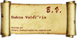 Baksa Valéria névjegykártya