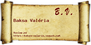 Baksa Valéria névjegykártya